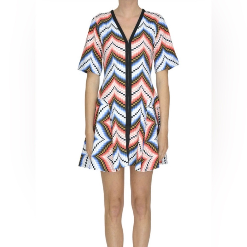 Kenzo Paris Funky Zigโ Zag Chevron Maximalist Mini Dress Size Large